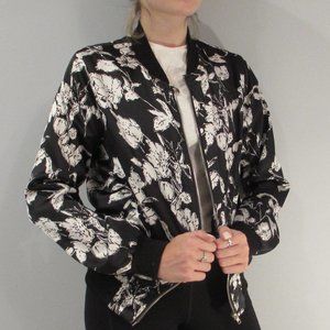 Black and White Floral Bomber Jacket